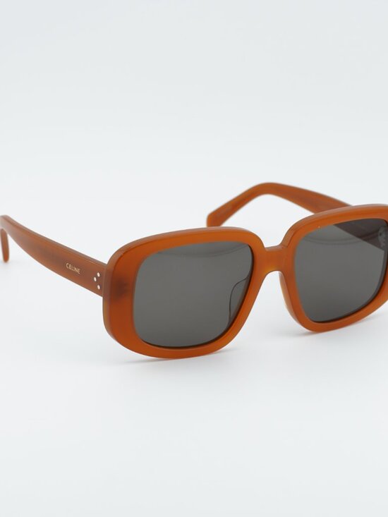 Celine CL40299U 45A Sunglasses Shiny Brown Square Frame, Grey Lenses main image 4